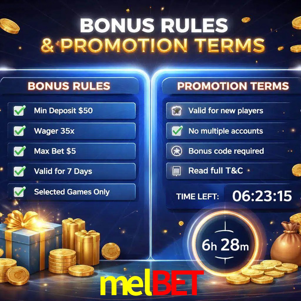Reglas de promoción melbet y condiciones de bonos explicadas visualmente